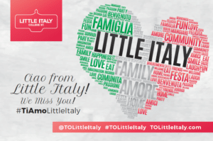 Postcard with heart on front and caption "Ciao from Little Italy"